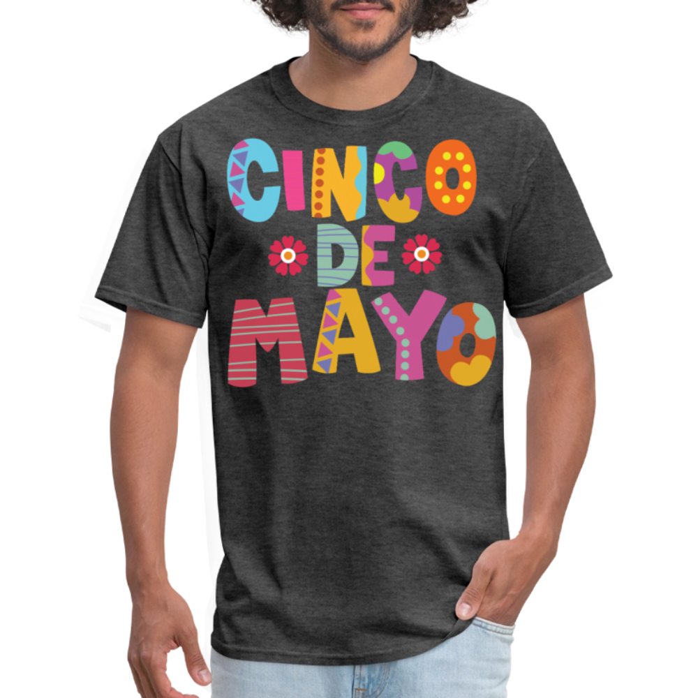 Mexican Holiday Celebration Tee Cinco De Mayo Colorful Graphic T-shirt - heather black