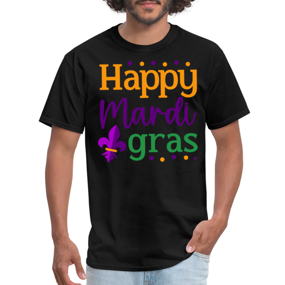 Colorful Mardi Gras Parade Tee Happy Mardi Gras T-shirt - black