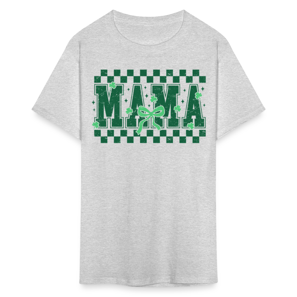 Distressed Lucky Mama Clover St. Patrick's Day Gift Tee - heather gray