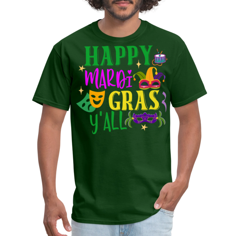 Funny Mardi Gras Y'all Graphic Unisex Classic T-shirt - forest green