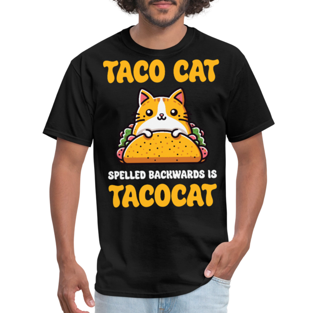 Cute Taco Cat Graphic Tee For Cat Lovers Funny Palindrome T-shirt - black