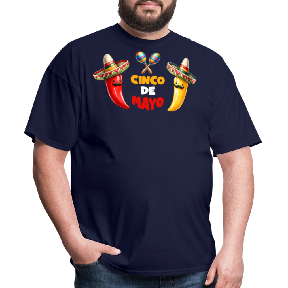 Sombrero And Maracas Graphic Tee Cinco De Mayo Funny T-shirt - navy