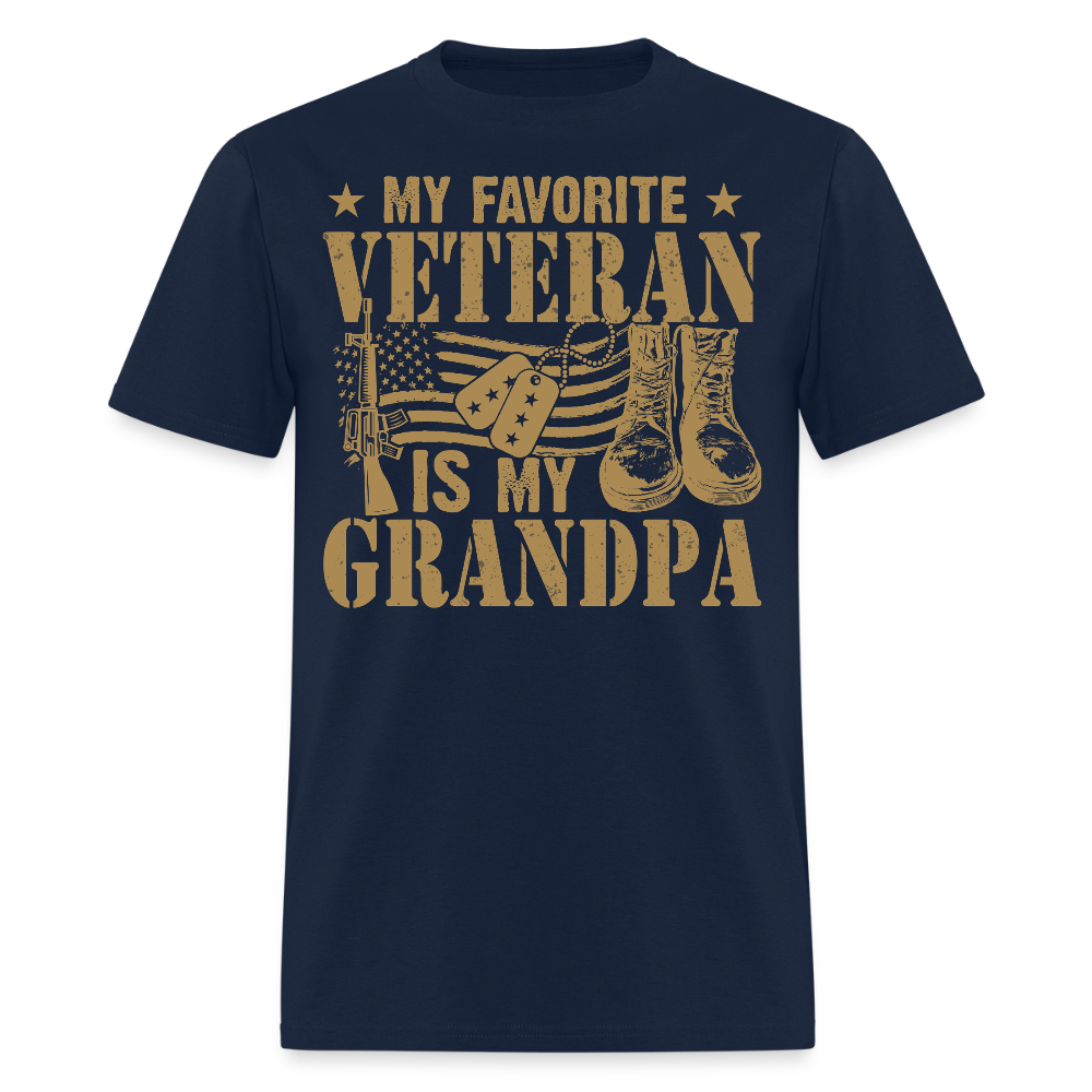 My Favorite Veteran Is My Grandpa Military Gift T-Shirt - navy