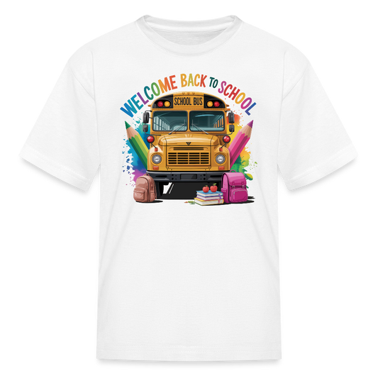 Welcome Back To School Bus Graphic Kids' T-Shirt - white