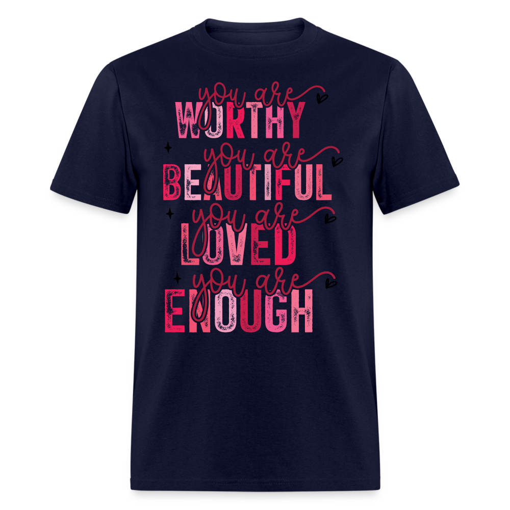 Self-Love Graphic Tee You Are Enough Motivational T-shirt - navy