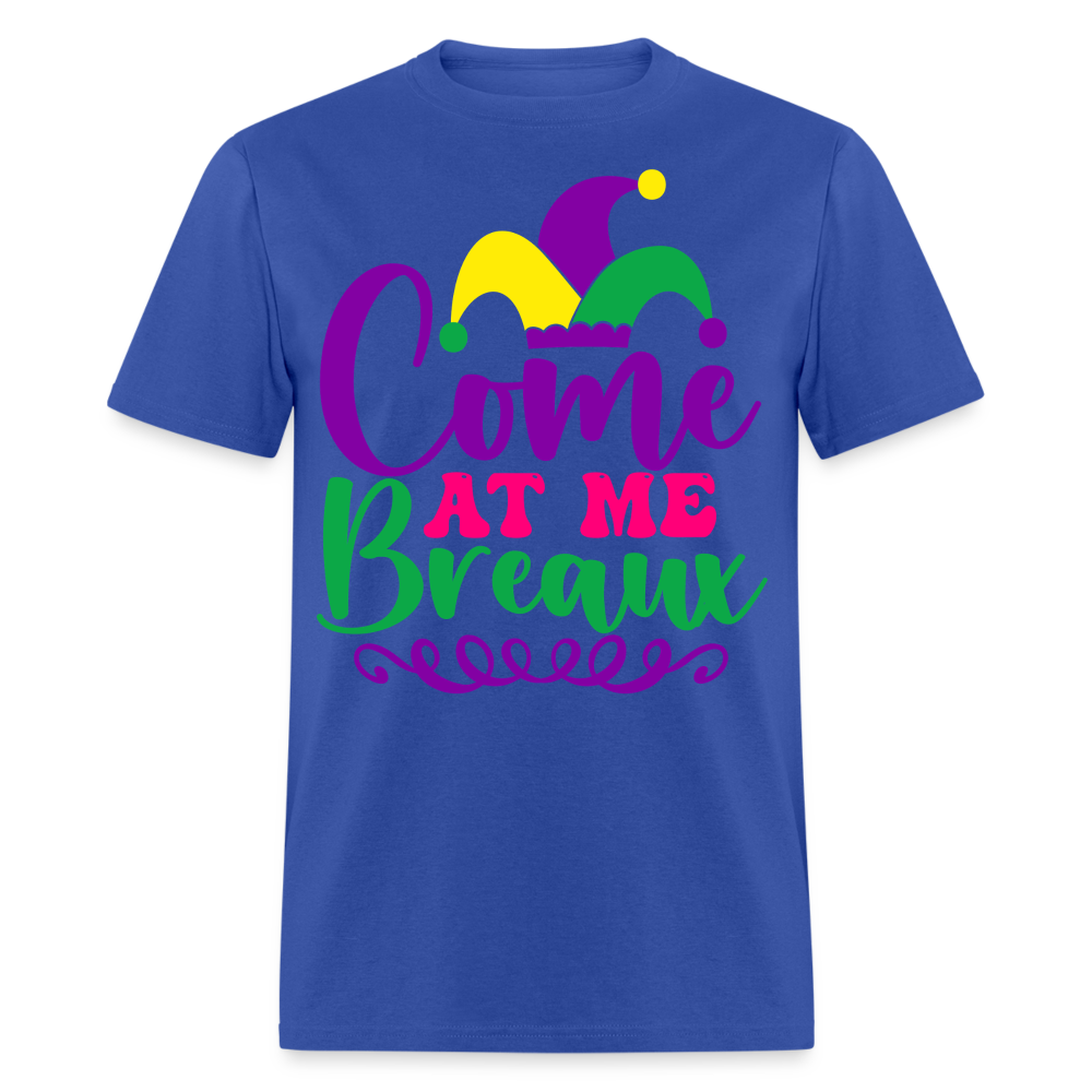 Mardi Gras Jester Hat Tee Come at me Breaux T-shirt - royal blue