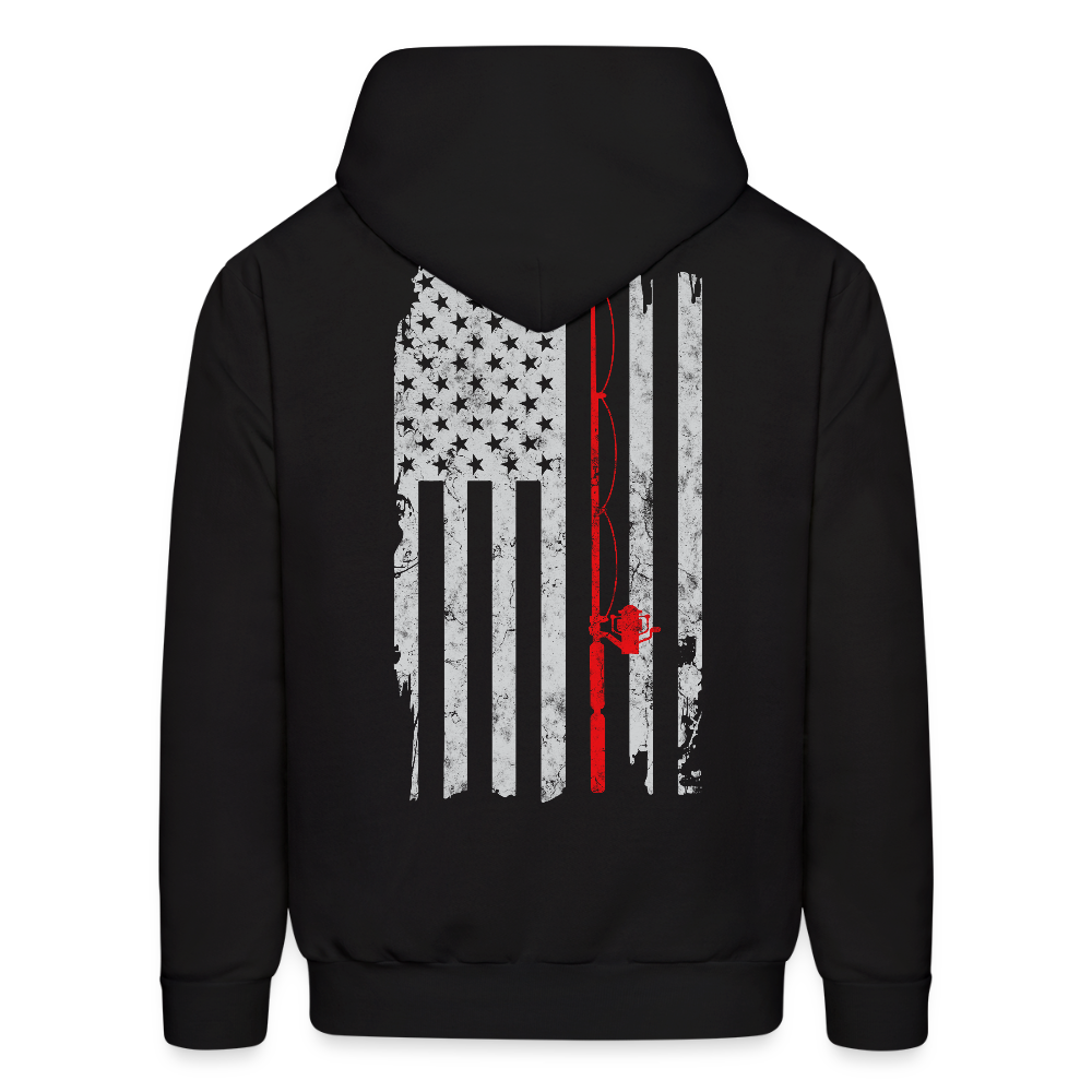Patriotic Fishing Gift For American Anglers Hoodie - black
