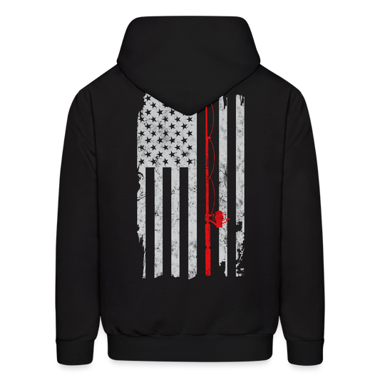 Patriotic Fishing Gift For American Anglers Hoodie - black