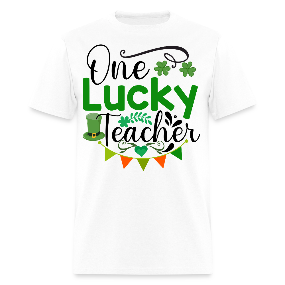 One Lucky Teacher Irish-themed T-shirt - white