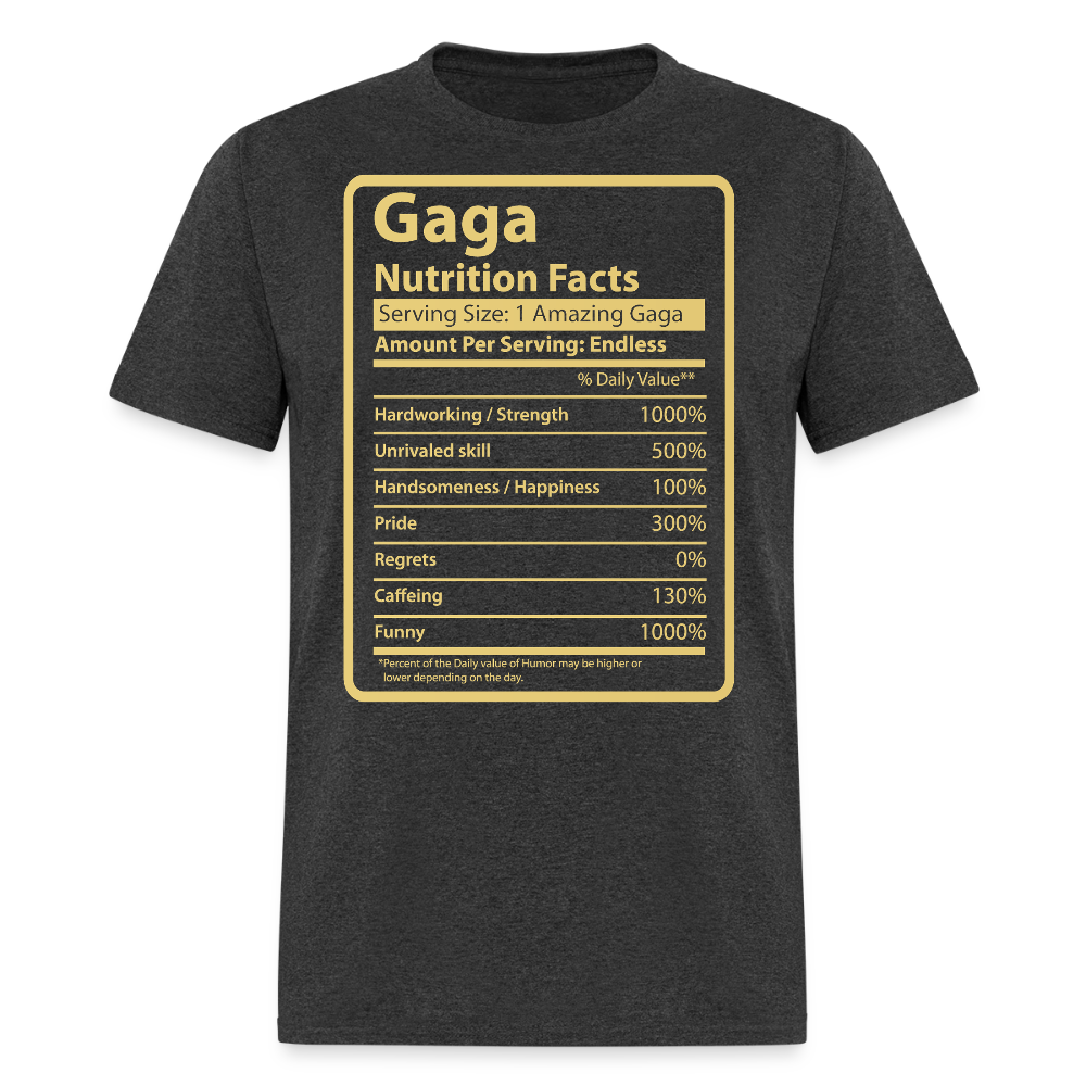 Funny Gaga Nutrition Facts Funny Grandma T-shirt - heather black