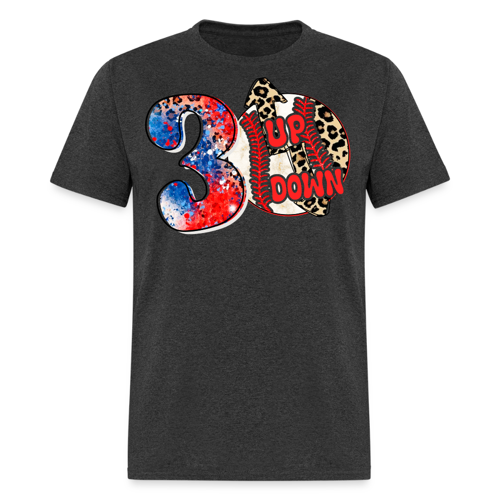 Leopard Print Baseball Mom T-Shirt - heather black
