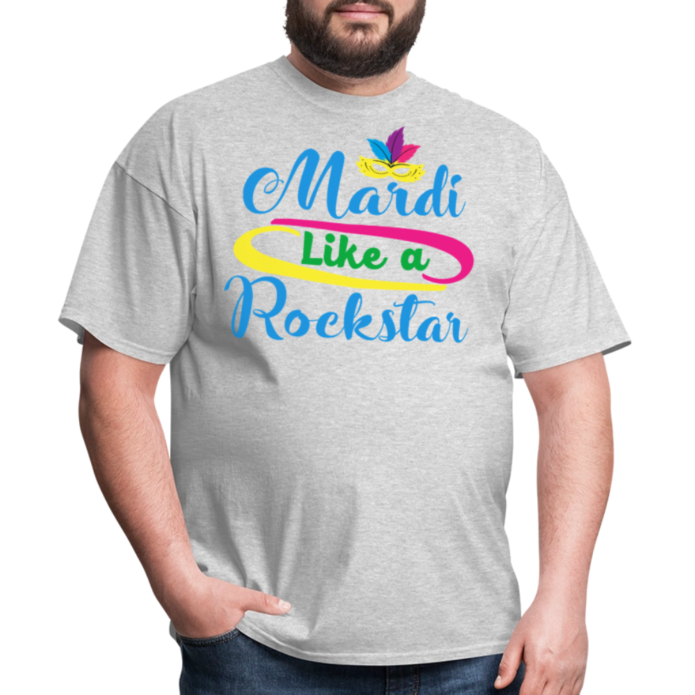 Mardi Gras Rockstar Shirt For Men And Women T-Shirt - heather gray