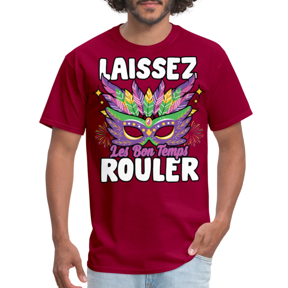 Mardi Gras Party Tee Laissez Les Bon Temps Roule T-shirt - dark red