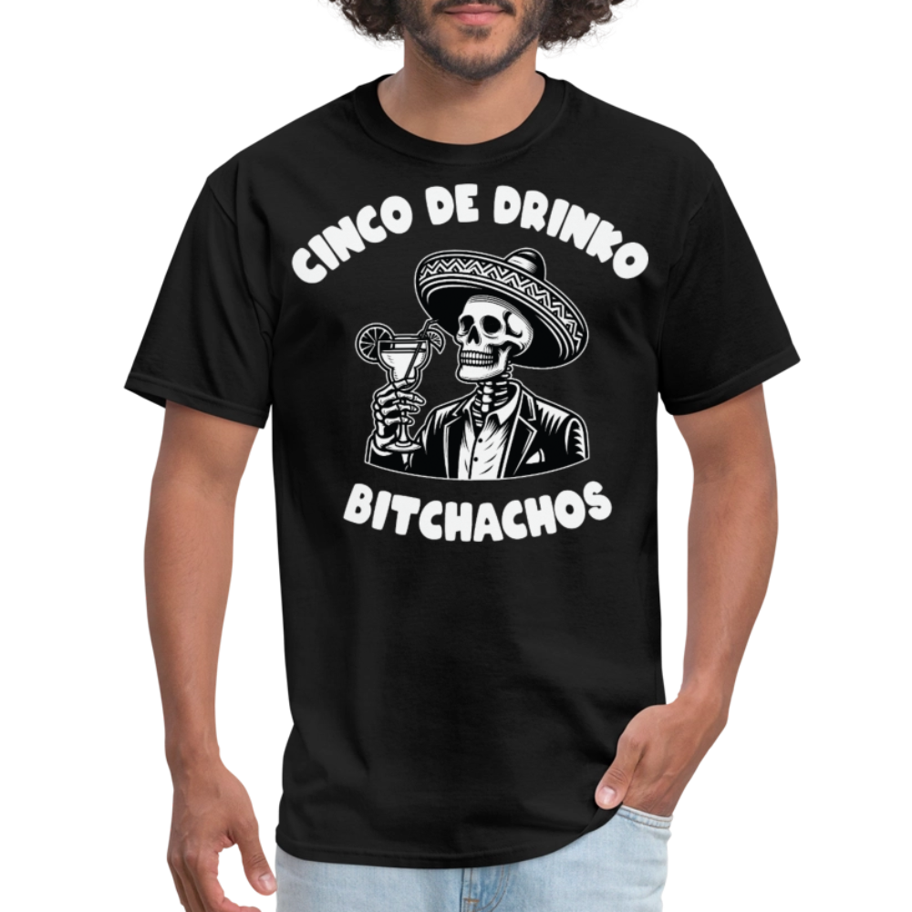 Cinco de Drinko Graphic Tee Skeleton Drinking Margarita T-shirt - black