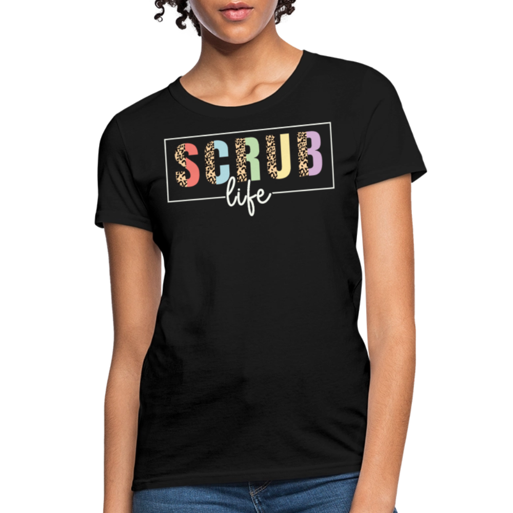 Scrub Life Leopard Print Nurse T-Shirt - black