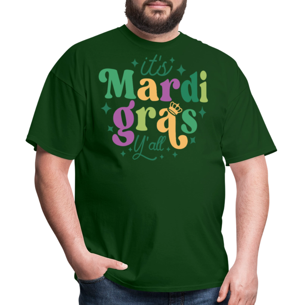 It's Mardi Gras Y'all Crown T-Shirt - forest green