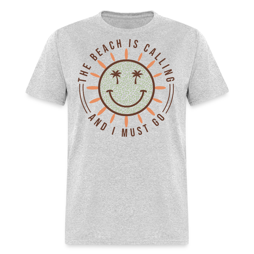 Retro Beach Smiley Face Summer T-shirt - heather gray