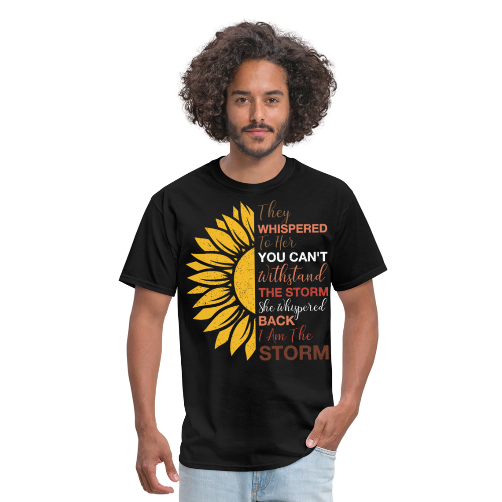 I Am the Storm with Sunflower Design Tee Women's Strength Unisex T-Shirt - black