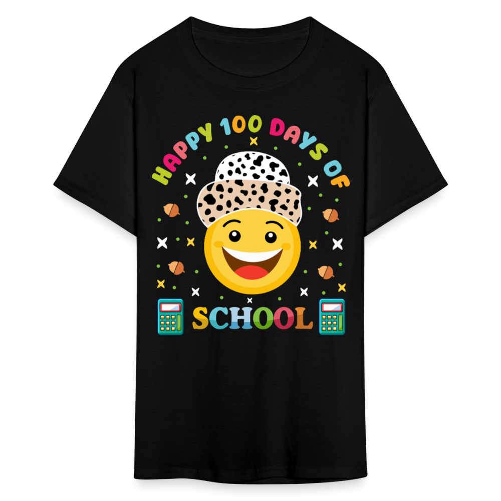 Happy 100 Days of School Teacher Tee 100 Days Smiley Face T-shirt - black