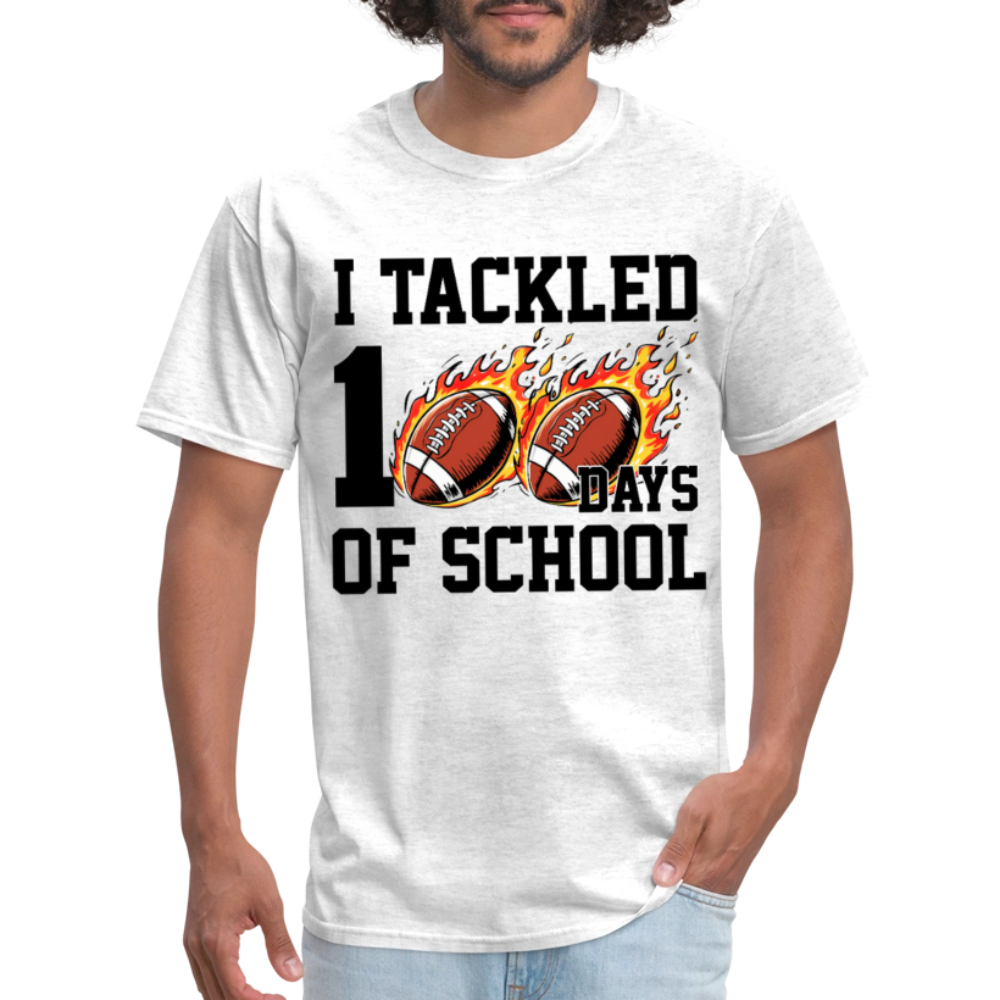 I Tackled 100 Days of School Shirt School Celebration Unisex T-shirt - light heather gray