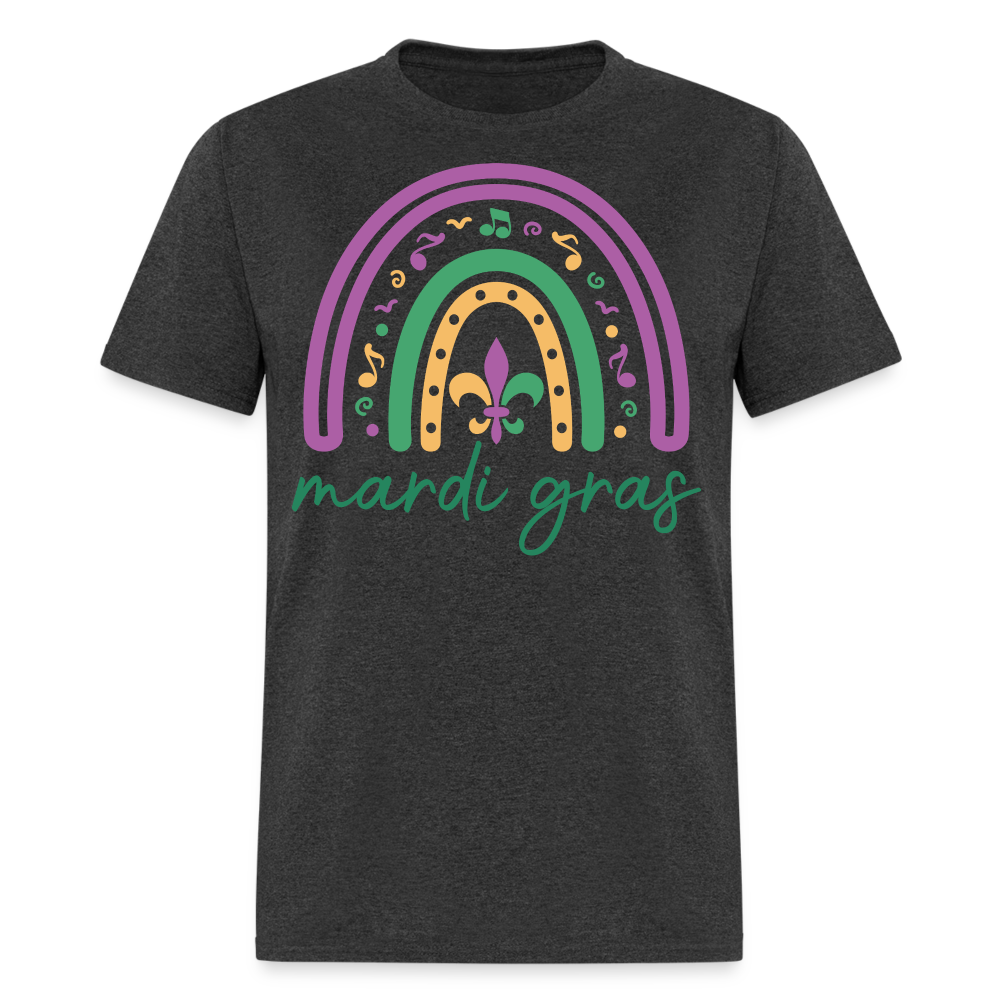 Purple Green Gold Carnival Tee Mardi Gras Rainbow Shirt For Women - heather black