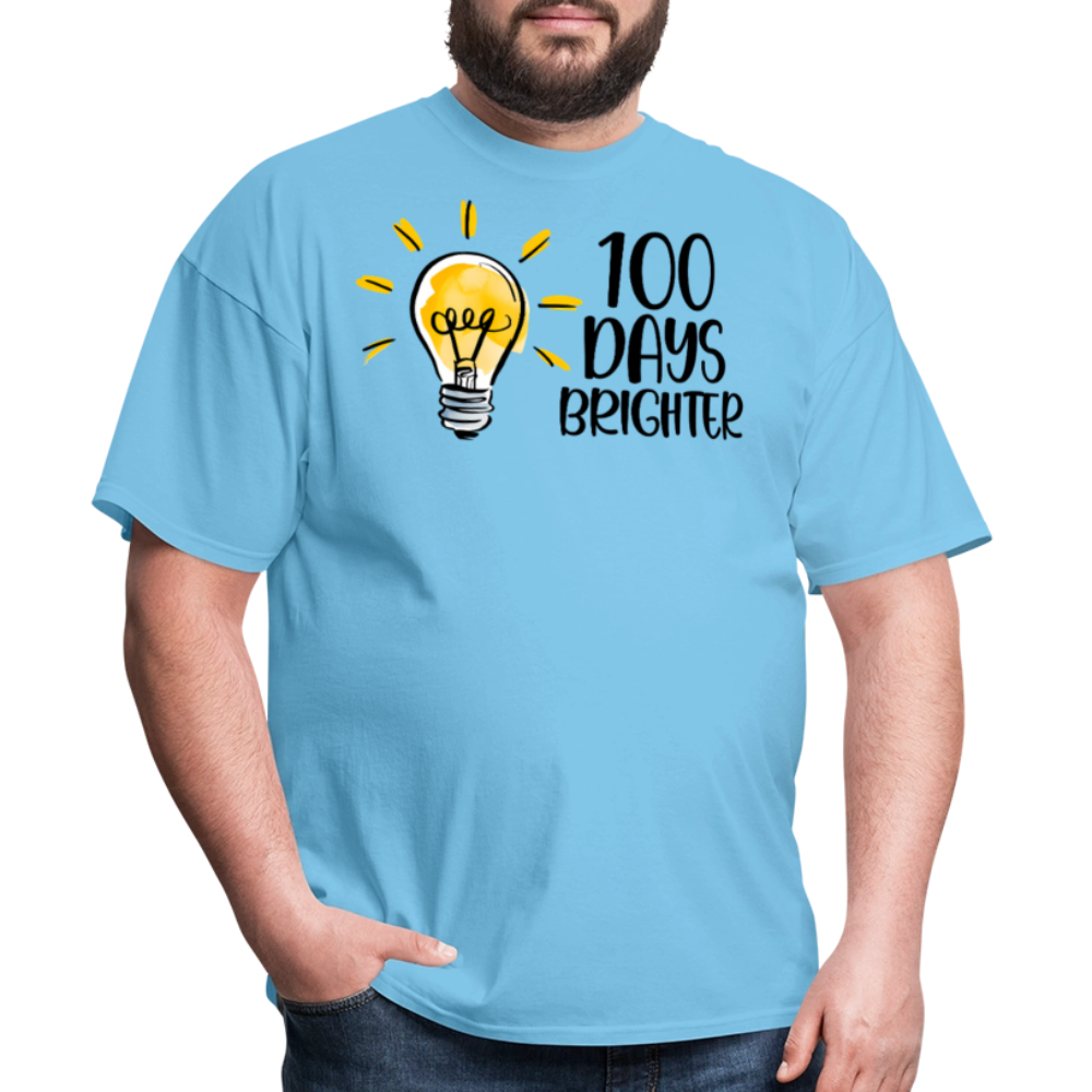 100 Days Brighter Tee for Teachers School Milestone Unisex T-Shirt - aquatic blue