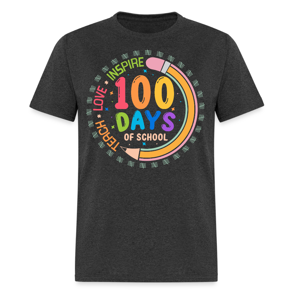 100th Days Of School Shirt For Teachers School Milestone Celebration T-shirt - heather black