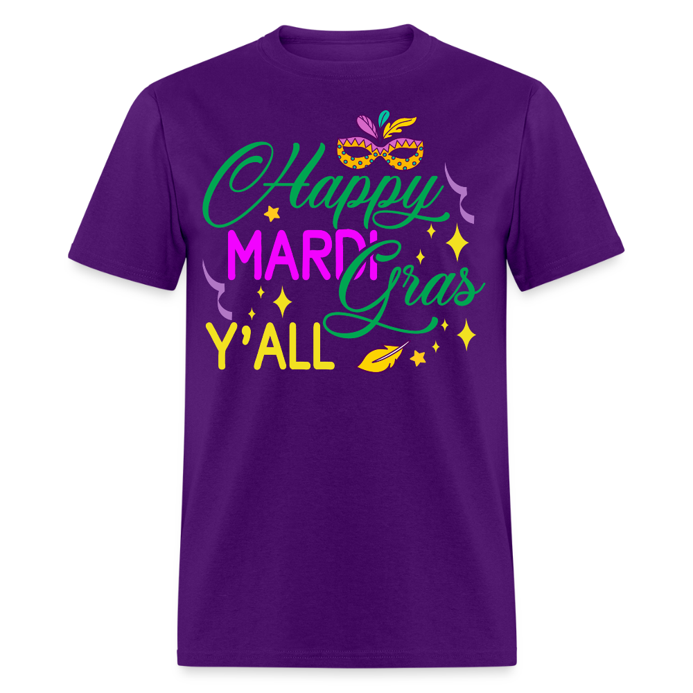 Louisiana Carnival Celebration Tee Happy Mardi Gras Y'all T-shirt - purple