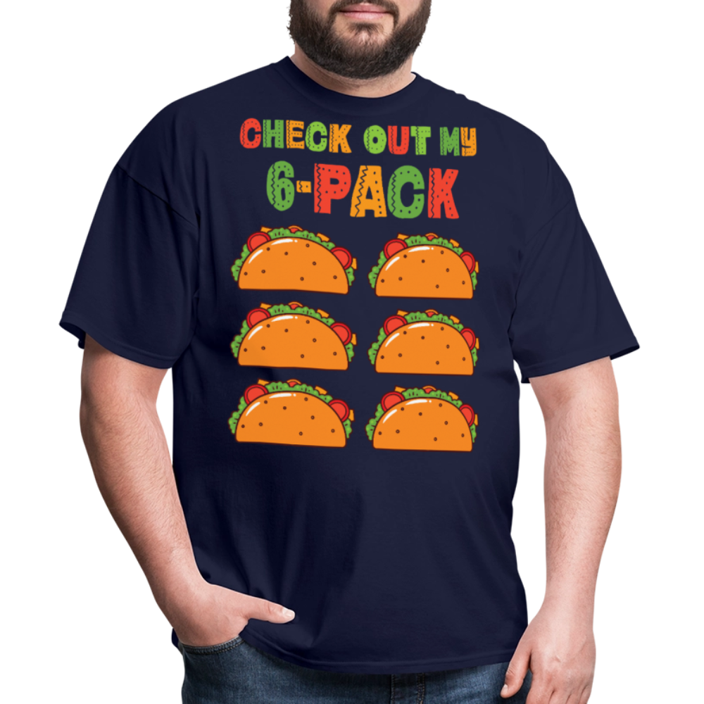 Taco Tuesday Lover Graphic Tee Check Out My 6-pack Taco T-shirt - navy