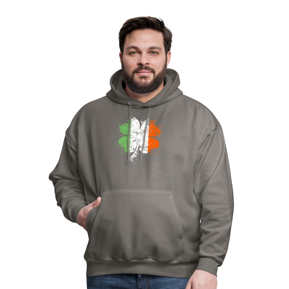 Irish Distressed Shamrock ST Patrick's Day Men's Hoodie - asphalt gray