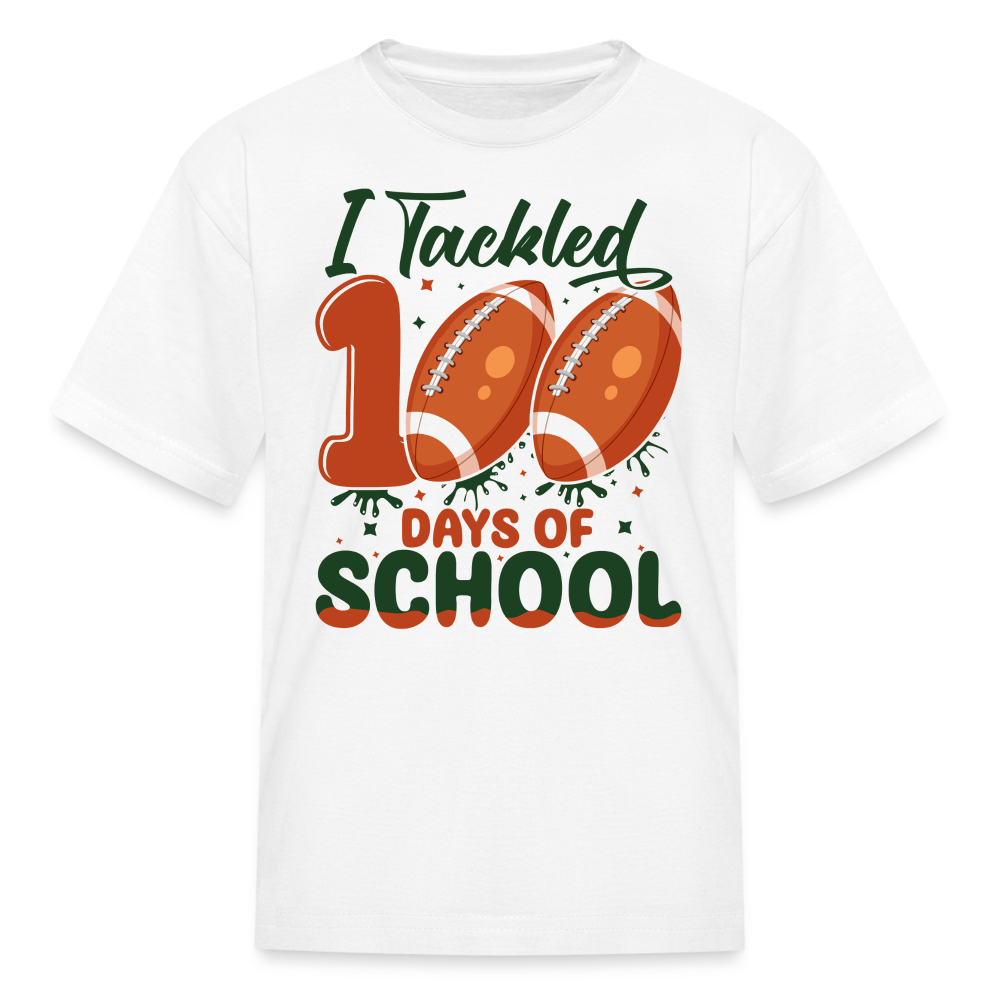 I Tackled 100 Days Of School Shirt Smarter Football Kids T-Shirt - white