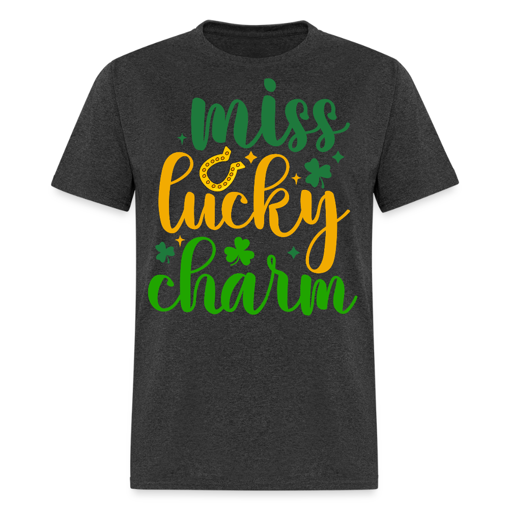 Miss Lucky Charm St Patrick’s Day T-shirt - heather black