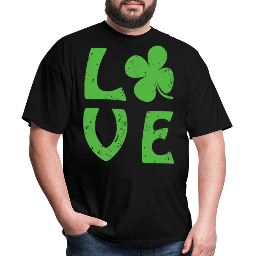 Lucky Clover Distressed Love Graphic T-shirt - black