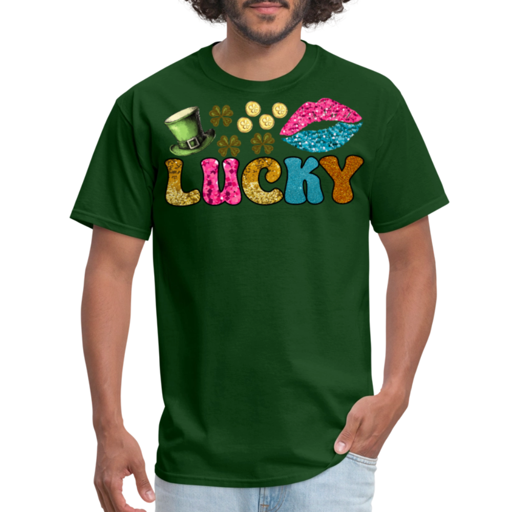 Lucky Charm Graphic Tee For Festive Wear T-shirt - forest green