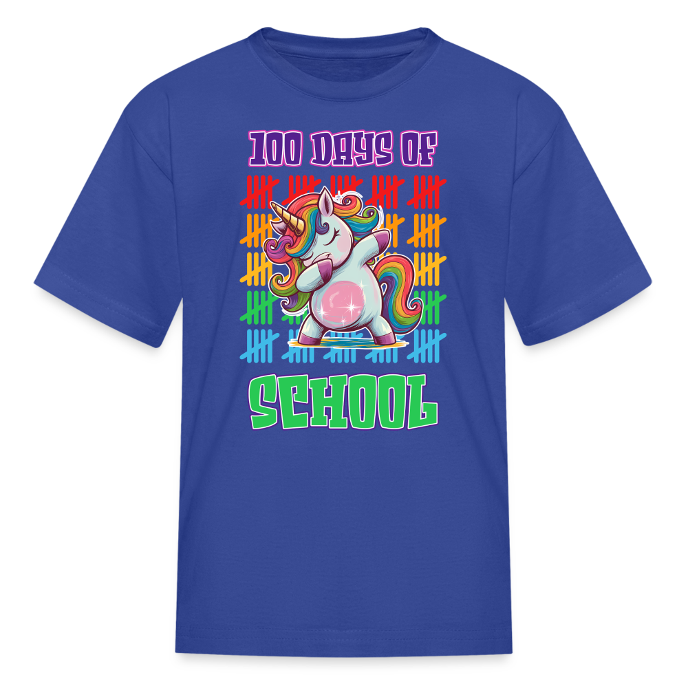 100 Days Of School Unicorn Kids T-Shirt - royal blue