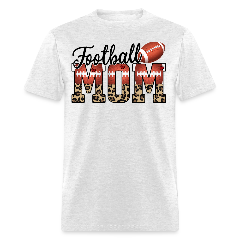 Football Mom Tee With Leopard Print T-shirt - light heather gray