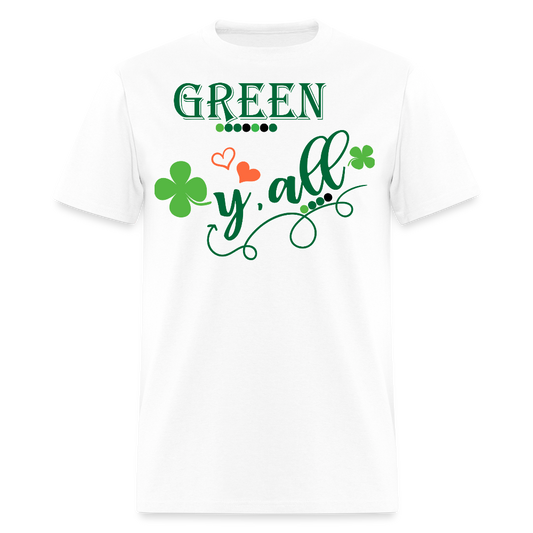 Cute Irish Clover Graphic Tee Green Y'all St Patrick’s Day T-shirt - white