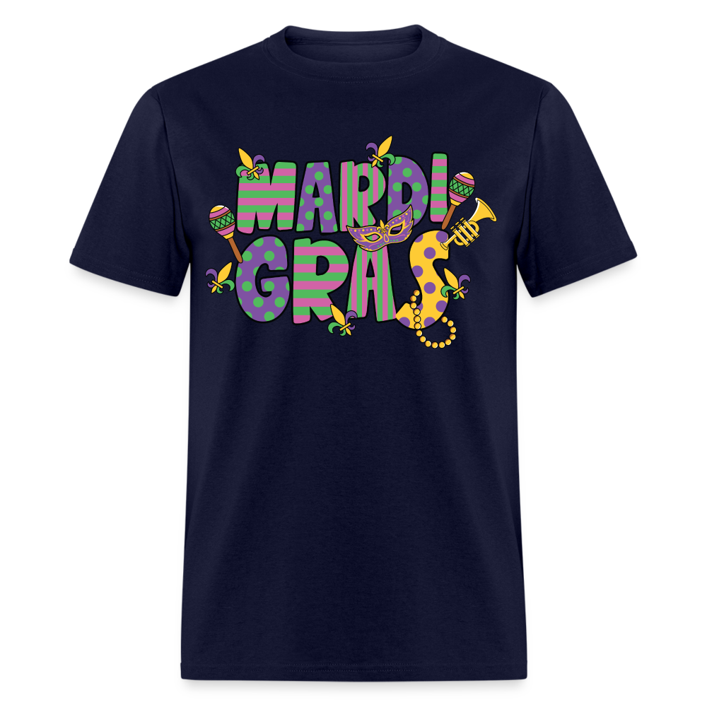 Retro-style Mardi Gras Carnival Tee New Orleans Mardi Gras Party T-shirt - navy