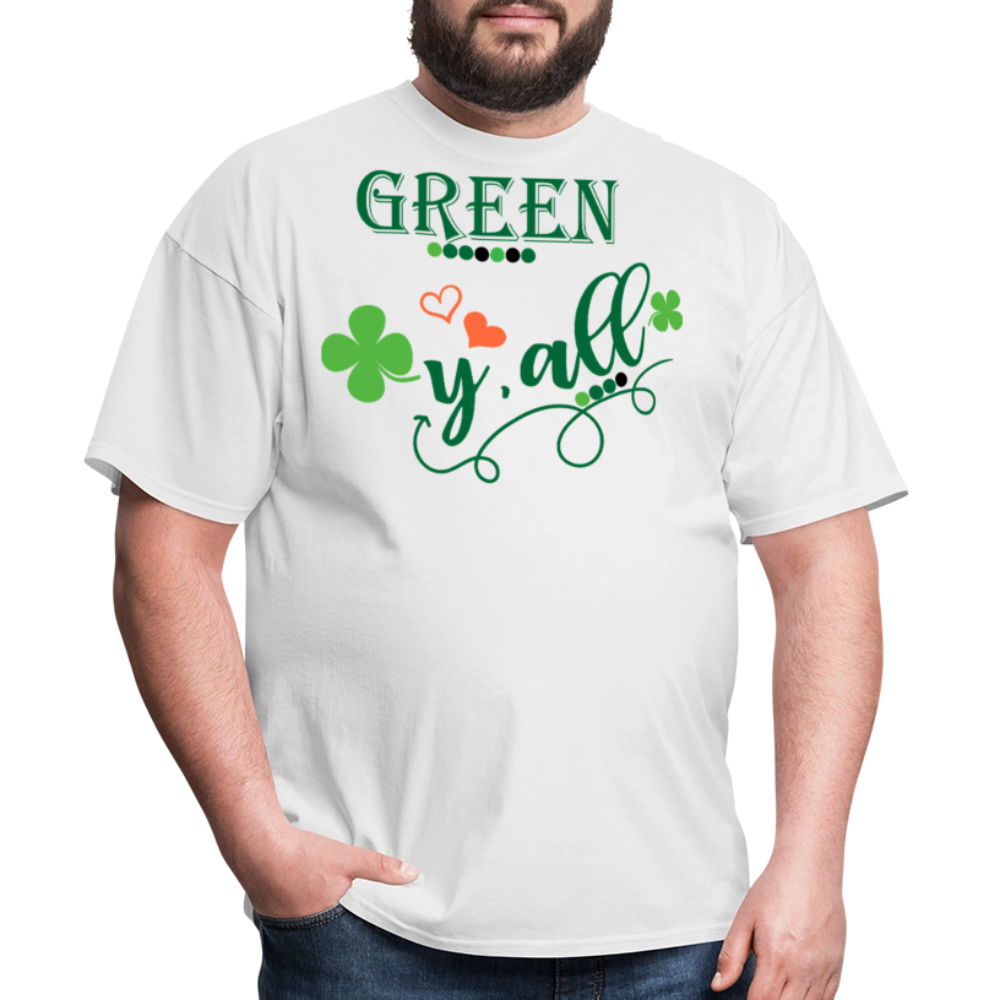 Cute Irish Clover Graphic Tee Green Y'all St Patrick’s Day T-shirt - white