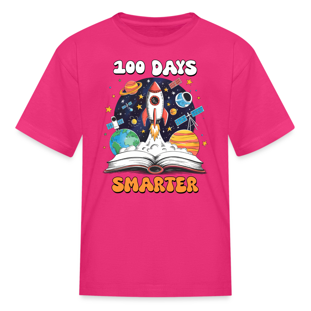 100 Days Smarter Space Themed STEM Learning Kids T-shirt - fuchsia