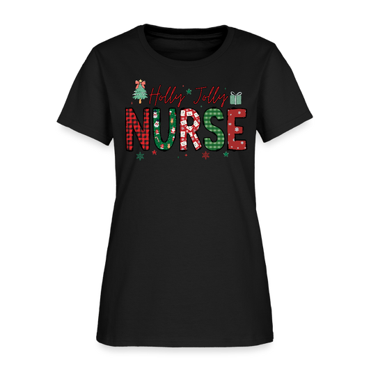Holly Jolly Nurse Christmas Gift For Nurses T-Shirt - black