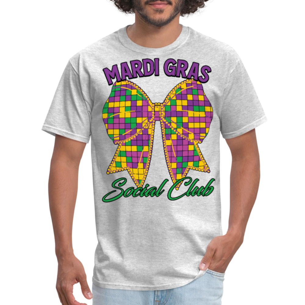 Mardi Gras Social Club Shirt For Women and Men Mardi Gras Bow T-shirt - heather gray