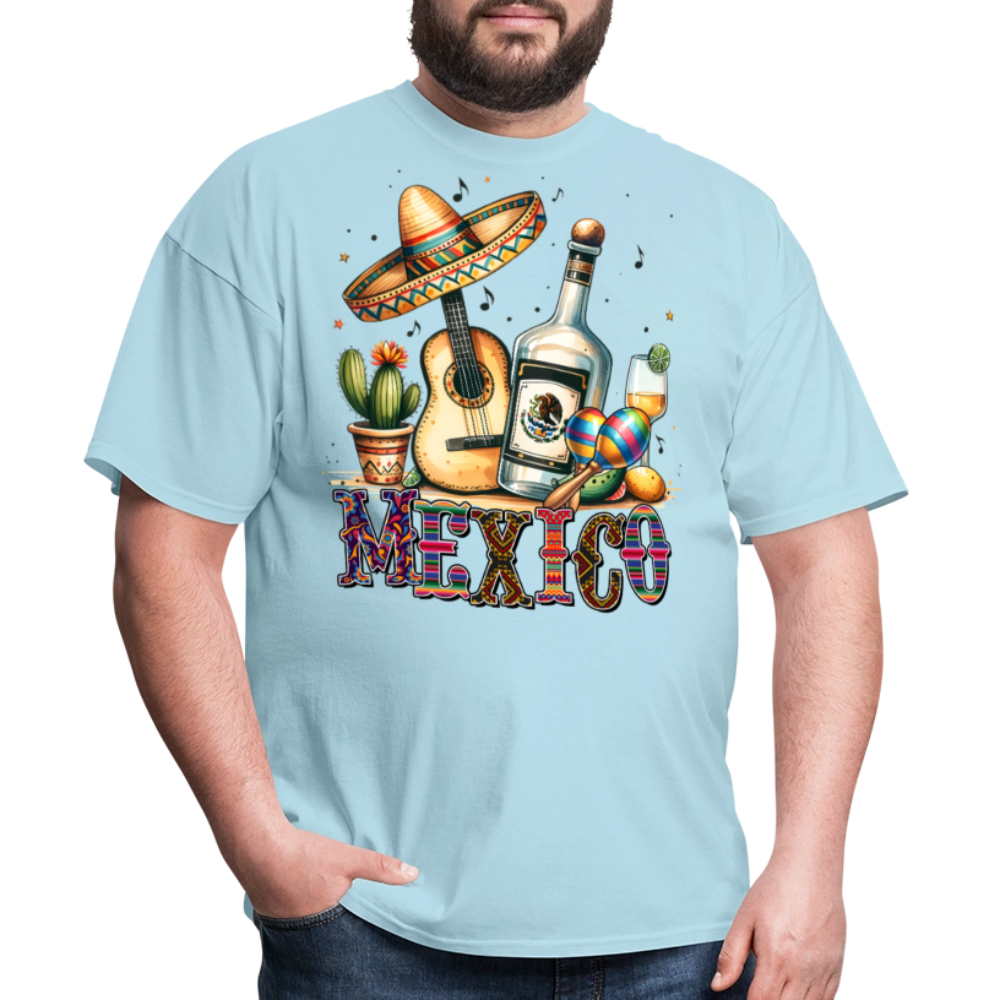 Vintage Mexican Tequila Graphic Tee Mariachi Music And Fiesta T-shirt - powder blue