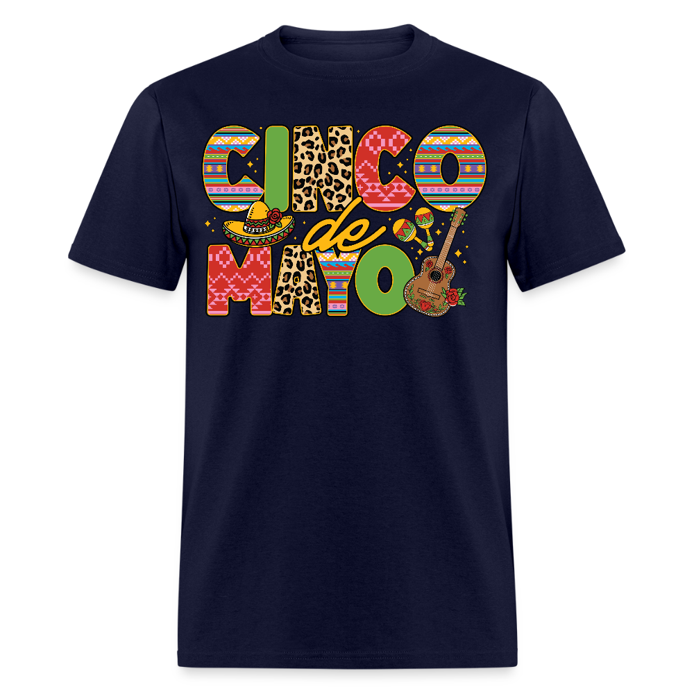 Leopard Print And Fiesta Design Cinco de Mayo T-shirt - navy