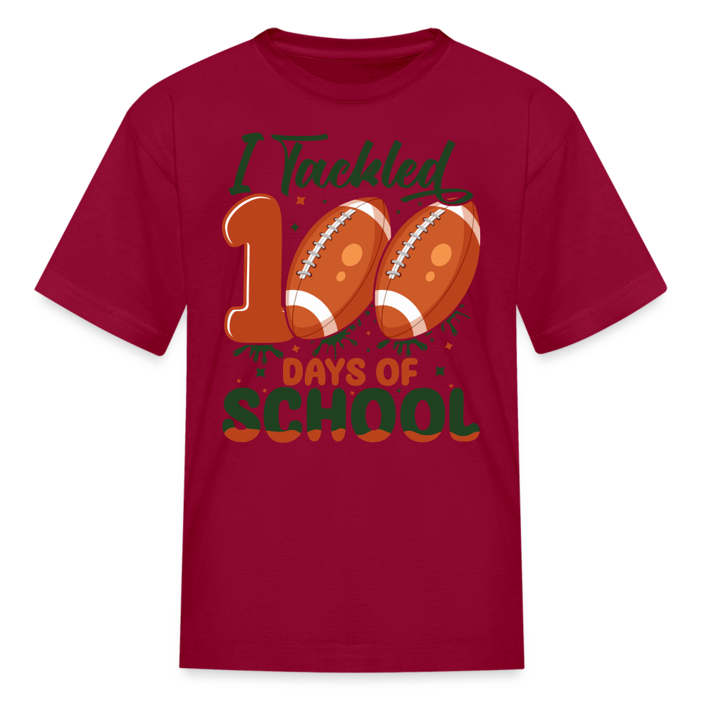 I Tackled 100 Days Of School Shirt Smarter Football Kids T-Shirt - dark red