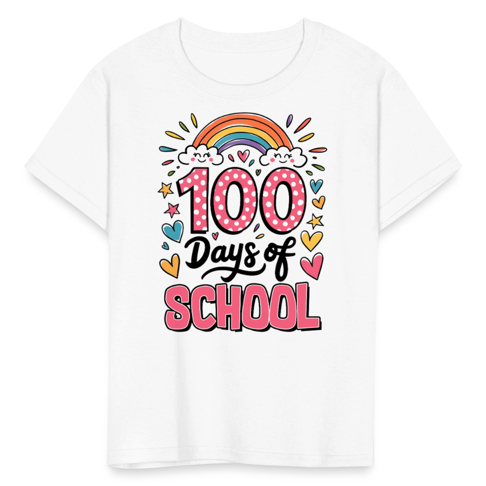 Rainbow Theme 100 Days of School Kids' T-Shirt - white