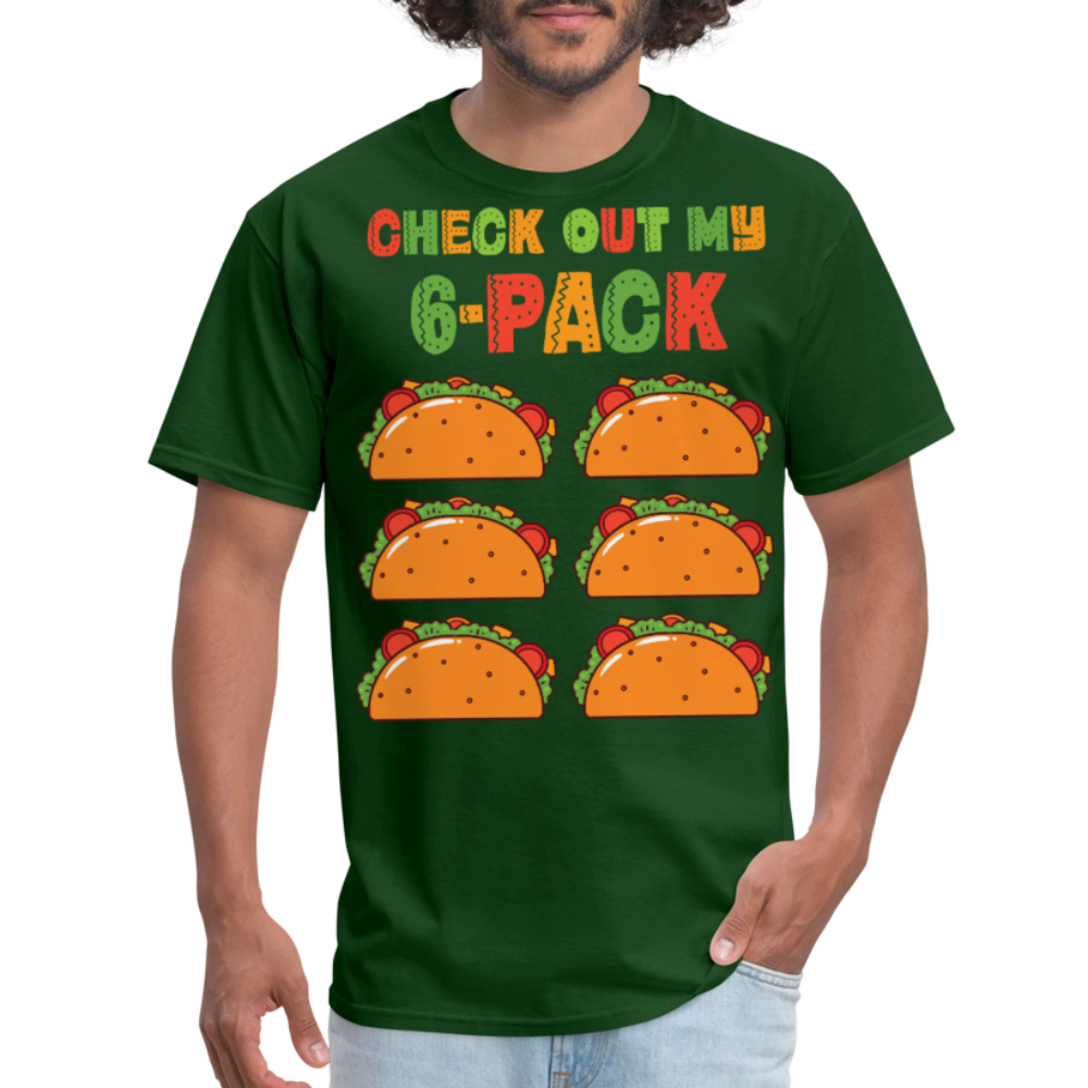 Taco Tuesday Lover Graphic Tee Check Out My 6-pack Taco T-shirt - forest green