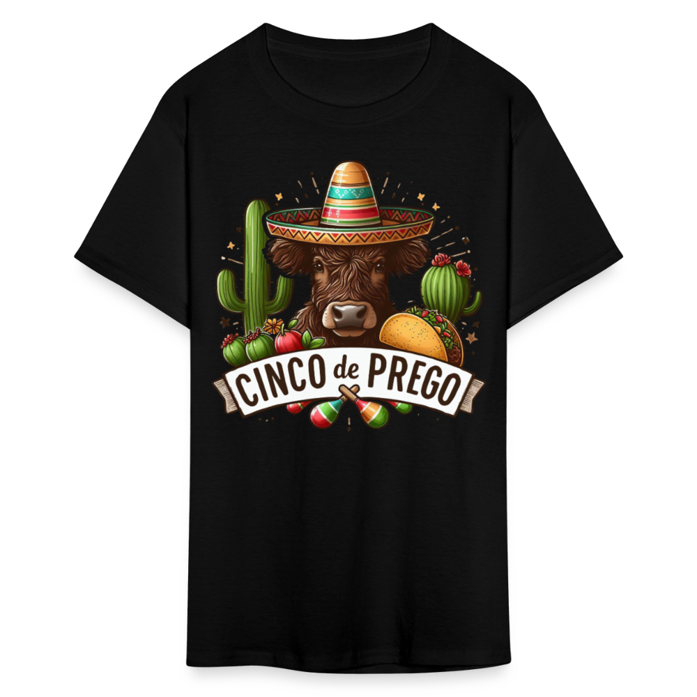 Cinco De Prego Tee  Funny Cinco De Mayo Cow T-shirt - black