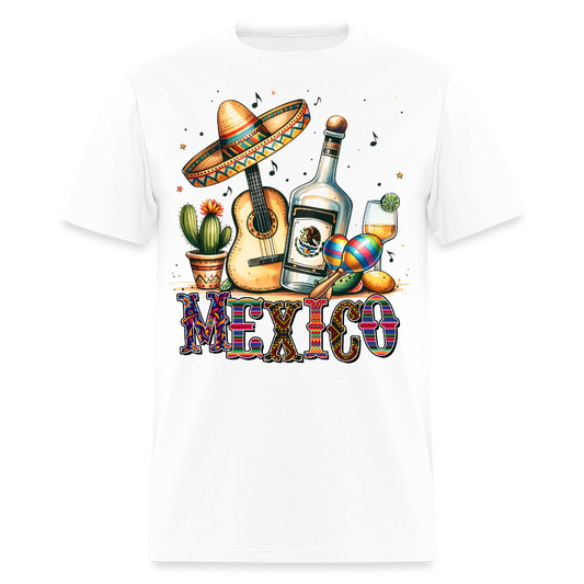 Vintage Mexican Tequila Graphic Tee Mariachi Music And Fiesta T-shirt - white