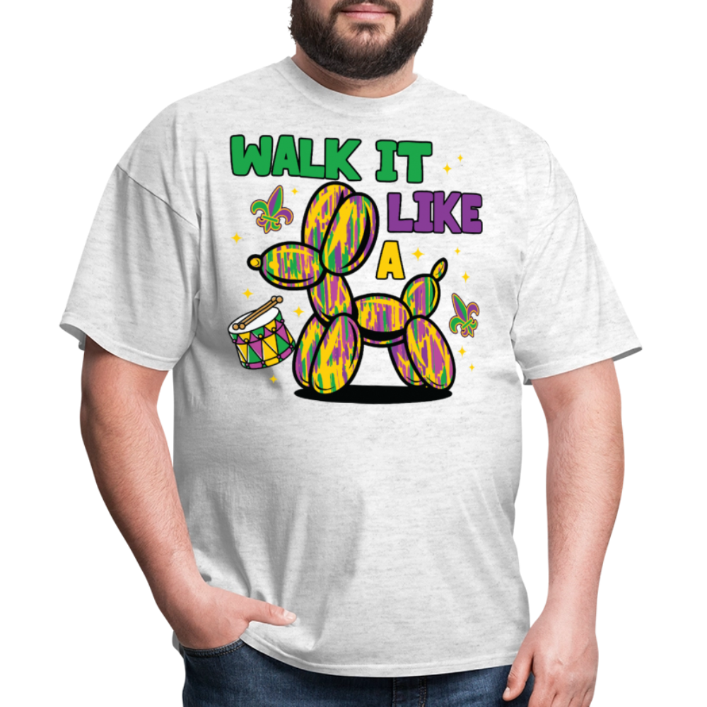 Colorful New Orleans Festival Tee Walk It Like A Mardi Gras T-shirt - light heather gray